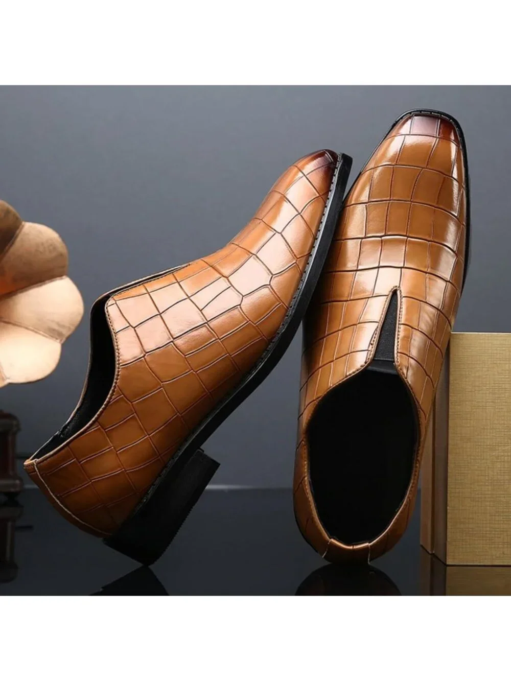 Men's Yellow Soft Leather Penny Loafers Dress Slip-on for Formal Business